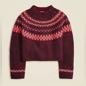 J. Crew Fair Isle wide mockneck sweater in dark lantern red